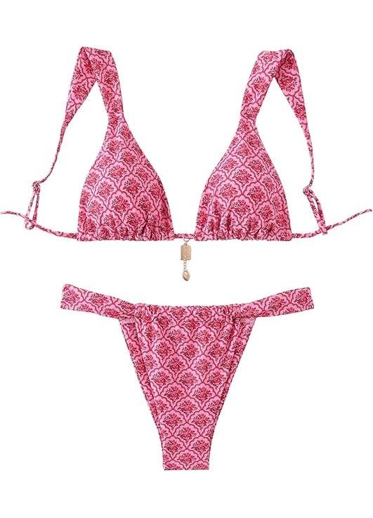 res_d4a2e09e3cca17cca1ba319bc1764734.jpg Costum de baie 2 piese, marimea L, model floral, roz - imagine 1