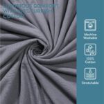 Cearceaf Pat Elastic, 90x200 cm, Bumbac, Vara/Iarna, Compatibil Masina de Spalat si Uscator, Gri - imagine 4