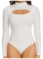 Body modelator dama, marimea L, Nylon, fara bretele, cu tanga, alb - imagine 2