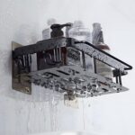 Raft suspendat pentru baie/ bucatarie, 36.5 x 12.5 cm, Metal, Negru - imagine 6