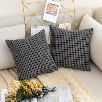 Set de 2 huse de perna, 30x30 cm, poliester, decorative, fermoar, gri inchis
