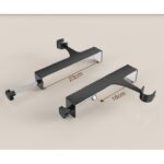 Set de 2 suporturi pentru bara perdea, fara gaurire, metal, ajustabile, negru - imagine 3
