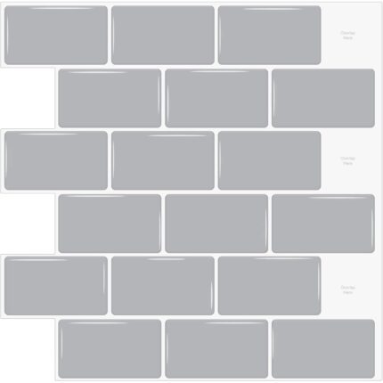 Set de 10 Placi 3D Autoadezive, 30.5 x 30.5 cm, Decorative, Usor de Aplicat, Rezistente la Apa, gri deschis