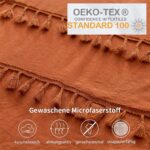 Set de 2 huse pentru perne, 40 x 80 cm, Ciucuri, stil boho chic, Microfibra, Fermoar, Caramel - imagine 5