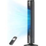 Ventilator turn, 5 Viteze, 106 cm, Oscilant 60°, Telecomanda, Timer 9H, 4 Moduri de Functionare, 33dB, Design Compact, Silentios, Negru