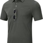 Tricou polo barbati, marimea M, poliester, maneca scurta, gri inchis