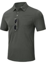 Tricou polo barbati, marimea M, poliester, maneca scurta, gri inchis