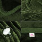 Patura fleece, 200x230cm, microfibra, 330 GSM, usoara si calduroasa, verde - imagine 5