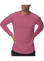 Bluza barbati, marimea L, bumbac, maneca lunga, slim fit, respirabil, roz - imagine 5