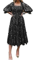 Rochie dama, poliester, maneci bufante, negru, marimea M - imagine 2