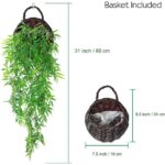 Planta artificiala suspendata, 80 cm, frunze de bambus, cos inclus, verde/negru - imagine 2