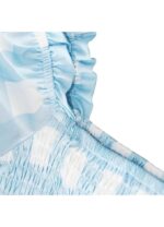 Rochie dama, carouri, alb-albastru, marimea M - imagine 6