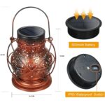 Set 2 felinare solare, metalice, IP65 impermeabile, design retro, LED lumina calda, maner pentru agatare - imagine 3