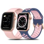 Set de 2 Curele Smartwatch, 38/40 mm, compatibile cu Apple Watch Series 1 2 3 4 5 6 7 8 9 10 11, albastru si roz