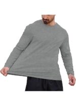 Bluza barbati, marimea M, bumbac, maneca lunga, slim fit, respirabil, gri - imagine 2