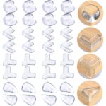 Set de 32 Protectii pentru Colturile Mesei, Compatibile cu Mese si Colturi de Mobilier, 4 Forme, Transparente