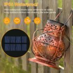 Set 2 felinare solare, metalice, IP65 impermeabile, design retro, LED lumina calda, maner pentru agatare - imagine 4