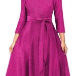 Rochie de cocktail pentru femei, maneci 3/4, sclipici, marimea S, roz