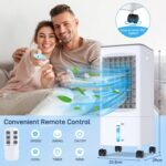 Aer conditionat portabil, 4 in 1, 5.5L, umidificator, ventilator, filtru, telecomanda, 3 trepte viteza, timer 7h, oscilatie 60°, alb - imagine 6