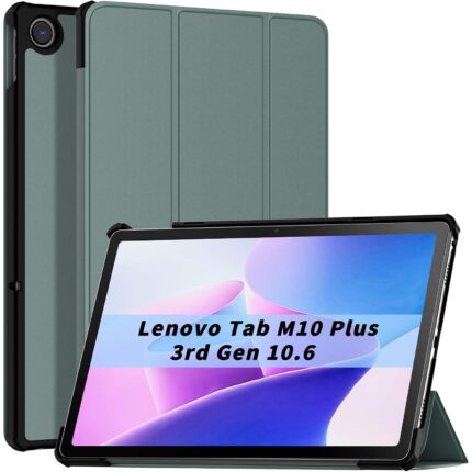 Husa pentru Lenovo Tab M10 Plus 10.6'' 2022, Piele PU, Usoara, Functie Sleep/Wake, Verde
