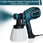 Pistol electric de vopsit 700W HVLP, rezervor 1200 ml, 1000 ml/min, 4 duze, 3 tipare pulverizare, functie curatare si suflare praf, albastru - imagine 6