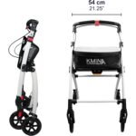 Rolator pliabil, 4 roti, frane, cos si tava detasabila, reglabil pe inaltime, aluminiu, negru - imagine 2