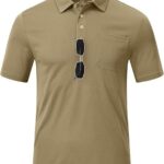 Tricou polo barbati, marimea S, poliester, maneca scurta, bej