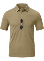Tricou polo barbati, marimea S, poliester, maneca scurta, bej