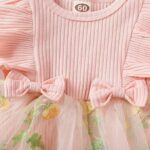 Rochita, stil printesa, 12-18 luni, cu broderie florala, roz - imagine 4
