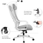 Scaun birou ergonomic, tetiera reglabila, suport lombar S, inaltime reglabila, plasa respirabila, sarcina 150 kg, Gri - imagine 4